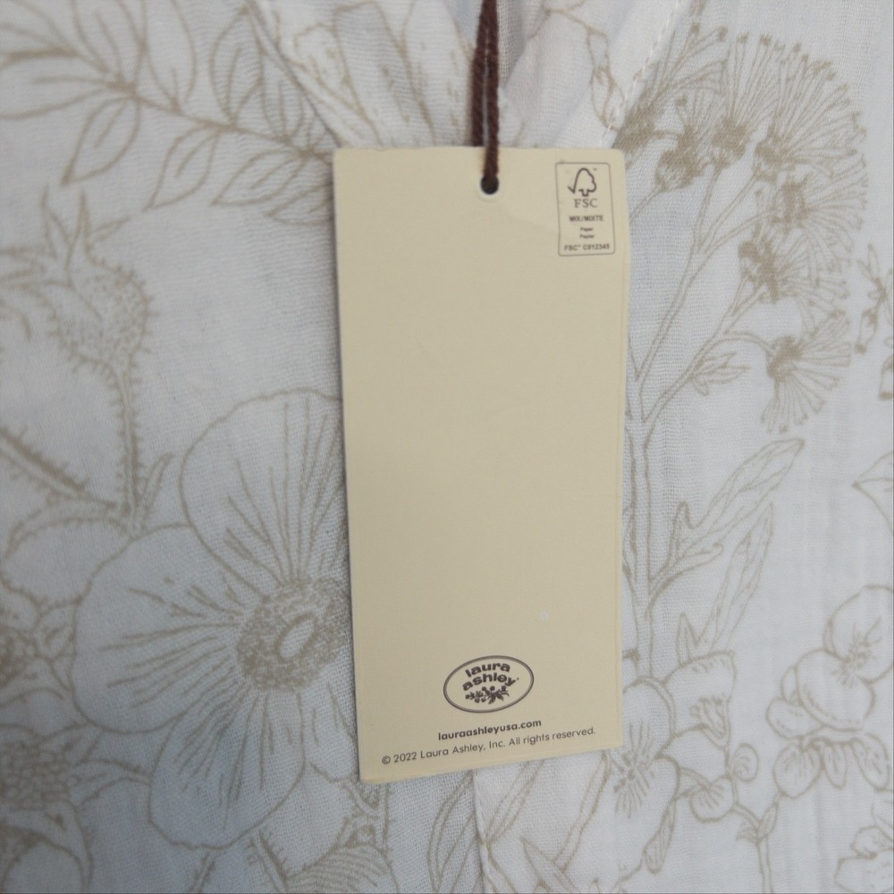 Laura Ashley White and Beige Floral Button-Front Blouse - Picture 7 of 16